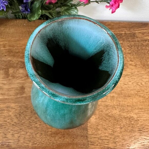 Blue Mountain Pottery Canada Green Drip Glaze Vase Vintage Mid Century Decor - Picture 5 of 6